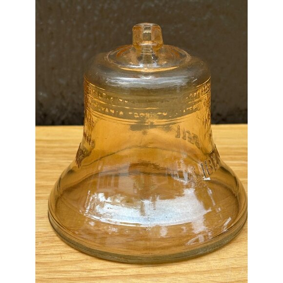 Vintage Amber Carnival Glass 1976 Liberty Bell Coin Bank With Slot Bicentennial - Picture 5 of 9